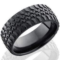 Style 103939: Zirconium 9mm Domed Band with Truck Tire Pattern