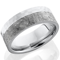 Style 103732: Cobalt Chrome 8mm flat band with 5mm meteorite on edge