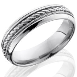 Style 103515: Titanium 6mm Domed with Milgrain and Rope