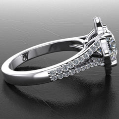 Style 103311: Floral Inspired Diamond Halo Engagement Ring With A Split Pave Band