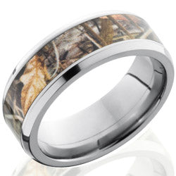 Style 103616: Titanium 8mm Beveled Band with 5mm of Realtree Max4 Camo