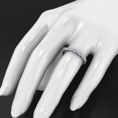 Style 103355: Scalloped Wedding Band With Milgrained Edges And Round Lab Diamonds