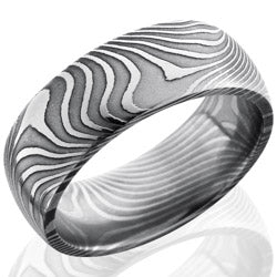 Style 103824: Flat Twist Patterned Damascus Steel 8mm Domed Band