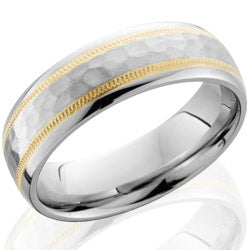 Style 103649: Cobalt Chrome 6mm domed band with 14KY milgrain