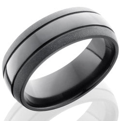 Style 103896: Zirconium 8mm Domed Band with two .5mm Grooves