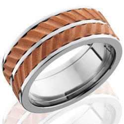 Style 103586: Titanium 9mm Flat Band with Spinning Copper Segements