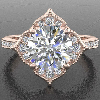 Style 103310: Gothic Style Halo Engagement Ring With Pave Diamonds