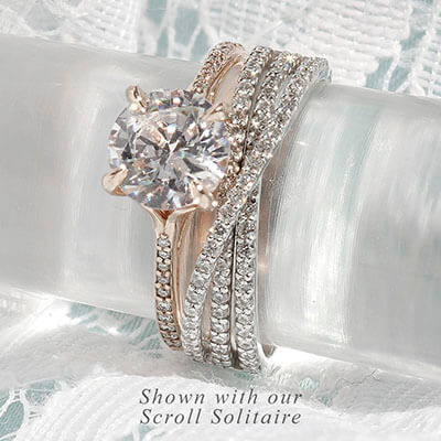 Style 103368: Three row lab diamond bridge wedding band