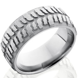 Style 103581: Titanium 9mm Domed Band with Bogger Tire Pattern
