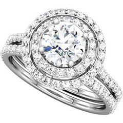 Double Halo Engagement Ring With Round Diamonds
