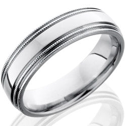 Style 103651: Cobalt Chrome 6mm Domed Band with Milgrain
