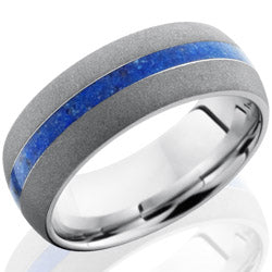 Style 103717: Cobalt Chrome 8mm Domed Band with 2mm Lapis Inlay