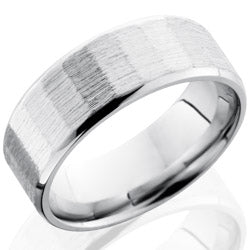 Style 103703: Cobalt Chrome 8mm Beveled Band with Facet Pattern