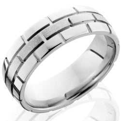 Style 103675: Cobalt Chrome 7mm Domed Band with Brick Pattern