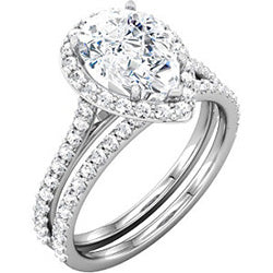 Pear Shaped Halo Engagement Ring with Diamonds - Joseph Schubach Jewelers