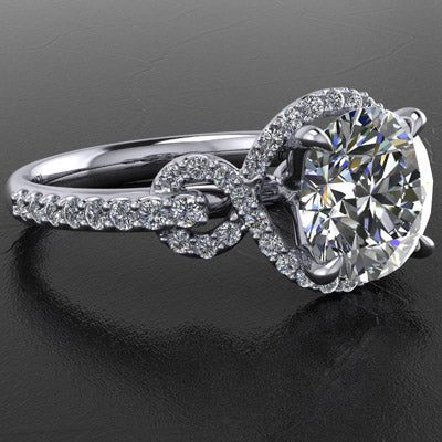Style 103316: Ribbon Engagement Ring With A Pave Set Diamond Halo And Band