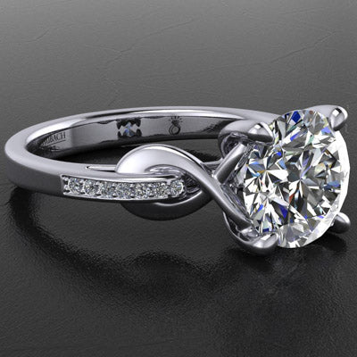 Style 103313: Ribbon Engagement Ring With A Pave Set Diamond Band
