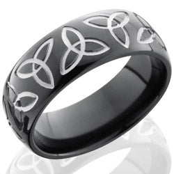 Style 103906: Zirconium 8mm Domed Band with Trinity Pattern