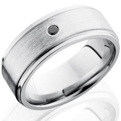Style 103743: Cobalt Chrome 8mm Flat Band with Grooved Edges, 5mm SS, and Flush Set.
