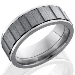 Style 103571: Titanium 8mm Flat, Spinner Band with Gear Pattern