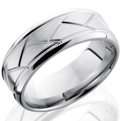Style 103704: Cobalt Chrome 8mm Beveled Band with Weave Pattern