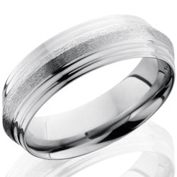 Style 103541: Titanium 7mm Peaked Band with Double Grooved Edges