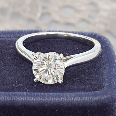 Cathedral Solitaire Engagement Ring With Lab Diamond Leaf Basket Style 103306