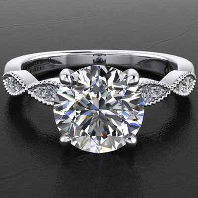 Scalloped Rim Rings Style 103307: Diamond Scalloped Engagement Ring With Milgrained Edges ...