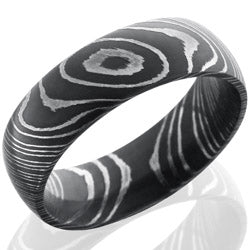 Style 103808: Damascus Steel 7mm Domed Band