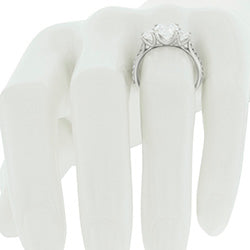 Style 102249-6.5mm: Round Three Stone Ring With Diamond Side Stones