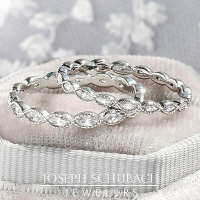 Style 103352: Bezel Set Marquise Lab Diamond Wedding Band With Milgrained Edges