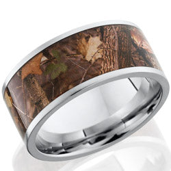 Style 103630: Cobalt Chrome 10mm flat band with 8mm Kings Wooodland camo pattern