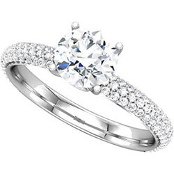 Three Row Diamond Engagement Ring