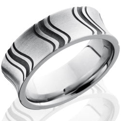 Style 103707: Cobalt Chrome 8mm Concave Band with Segmented Pattern