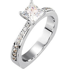 Style 102290: Princess Cut Engagement Ring With Round Side Diamonds