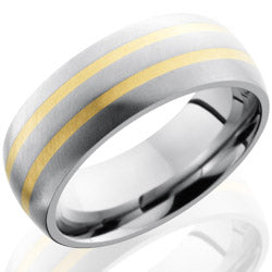 Style 103546: Titanium 8mm Domed Band with 2mm 14KY