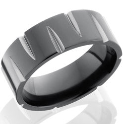 Style 103929: Zirconium 8mm Flat Band with Gouged Pattern