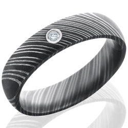 Style 103803: Damascus Steel 5mm Domed Band with Bezel Set .03ct White Round Diamond