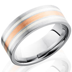 Style 103730: Cobalt Chrome 8mm Flat Band with 14KR and Sterling Silver