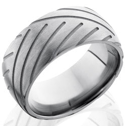 Style 103503: Titanium 10mm Domed Band with Tire Tread Pattern