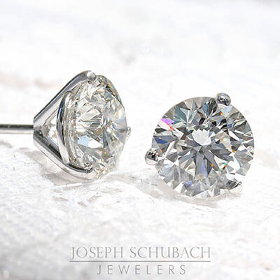 3 Prong Martini Stud Earrings