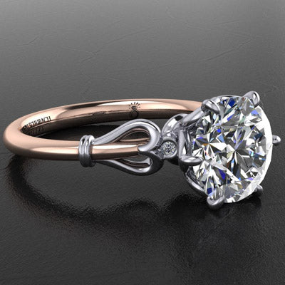 Style 103320: 6 Prong Heart Solitaire Engagement Ring With Bezel Set Accent Diamonds