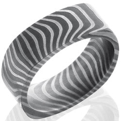 Style 103965: Tiger Patterned Damascus Steel 8mm Flat, Square Band