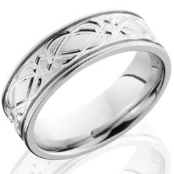 Style 103683: Cobalt Chrome 7mm Flat Band with Celtic Pattern