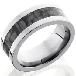 Style 103603: Titanium 8mm Flat Band with 4mm of Carbon Fiber