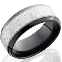 Style 103935: Zirconium 9mm Beveled Band with 5mm SS