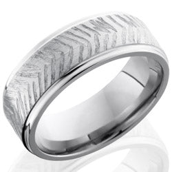 Style 103567: Titanium 8mm Flat Band with Grooved Edges
