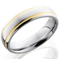 Style 103650: Cobalt Chrome 6mm Domed Band with 2mm Milgrained 14KY