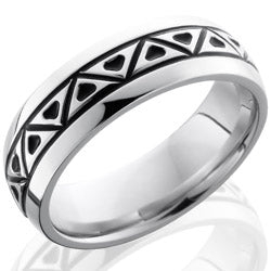 Style 103674: Cobalt Chrome 7mm Domed Band with Triangle Pattern
