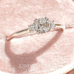 Style 103381: Old Mine Cut and Old European Lab Grown Diamond Three Stone Ring